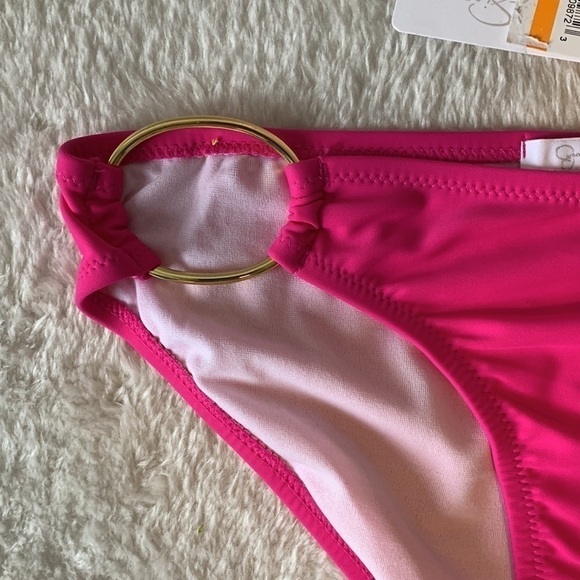 Jessica Simpson Pink Bathing Suit Bottoms with Gold Rings Size Small NWT - Picture 4 of 10